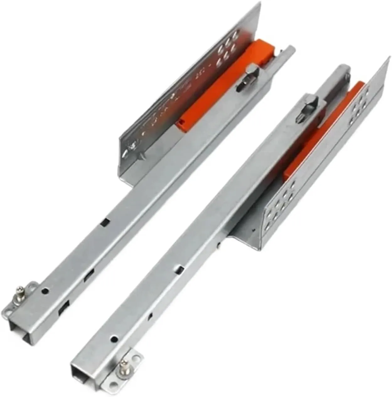 Full Extension Ball Bearing Drawer Glide 1Pair Rebound Press Push to Open Under Mount Furniture Kitchen Bath Drawer Slide Rail Runner 25KG 2-fold Half Extention(18inches 450MM)
