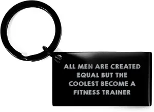 Funny Fitness Trainer Quote Keychain Gifts - Become a Cool Fitness Trainer - Unique Valentine's Unique Gifts for Him from Friends to Sweetheart