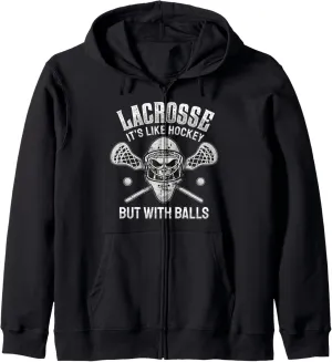 Funny Lacrosse Saying Player Team Trainer Lacrosse Ball Zip Hoodie