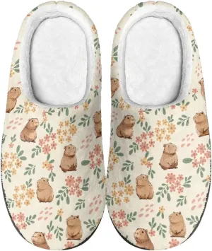 Fuzzy Memory Foam Cozy Slippers for Womem Indoor Home Womens Slip On House Shoes with Rubber Soles Size 4-12