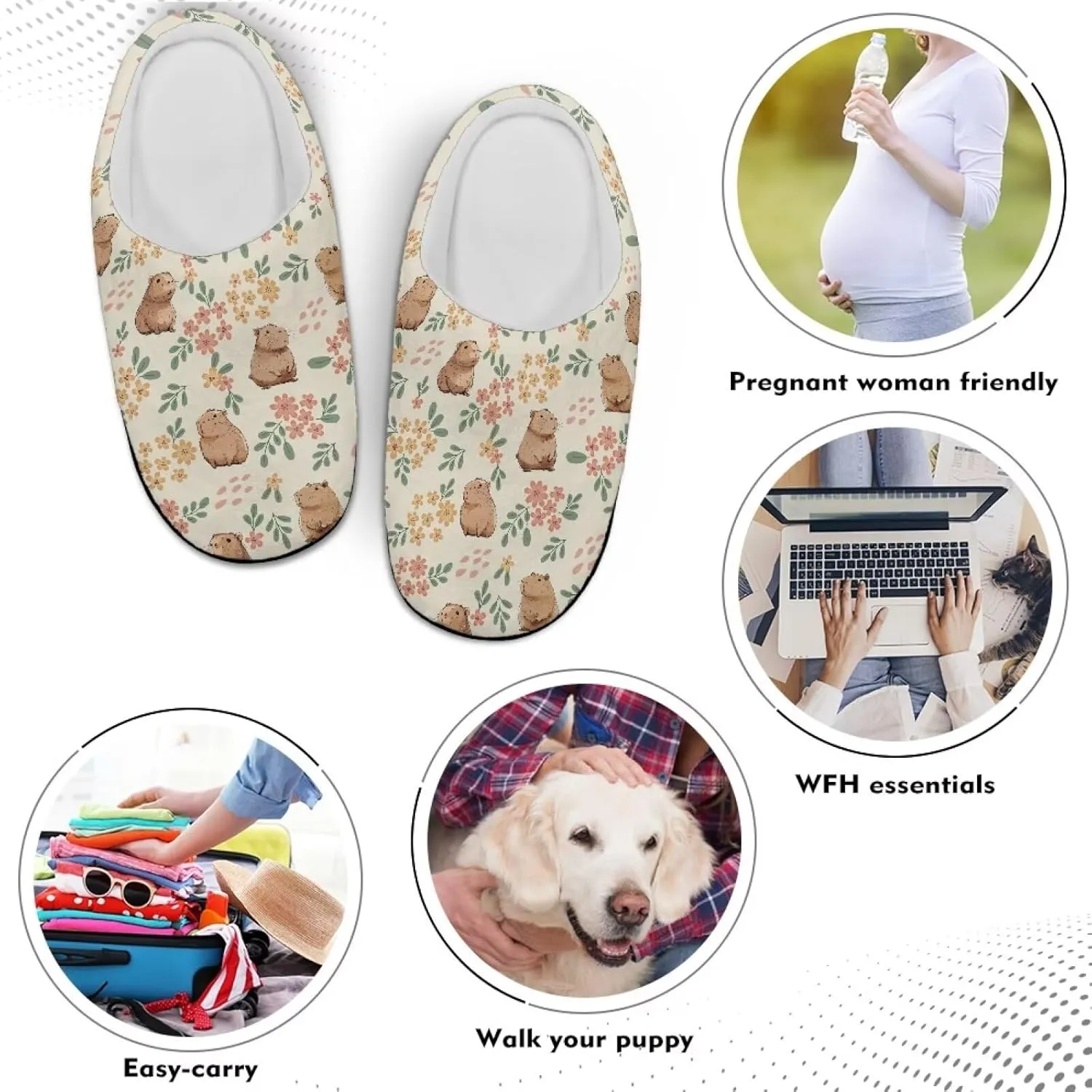 Fuzzy Memory Foam Cozy Slippers for Womem Indoor Home Womens Slip On House Shoes with Rubber Soles Size 4-12