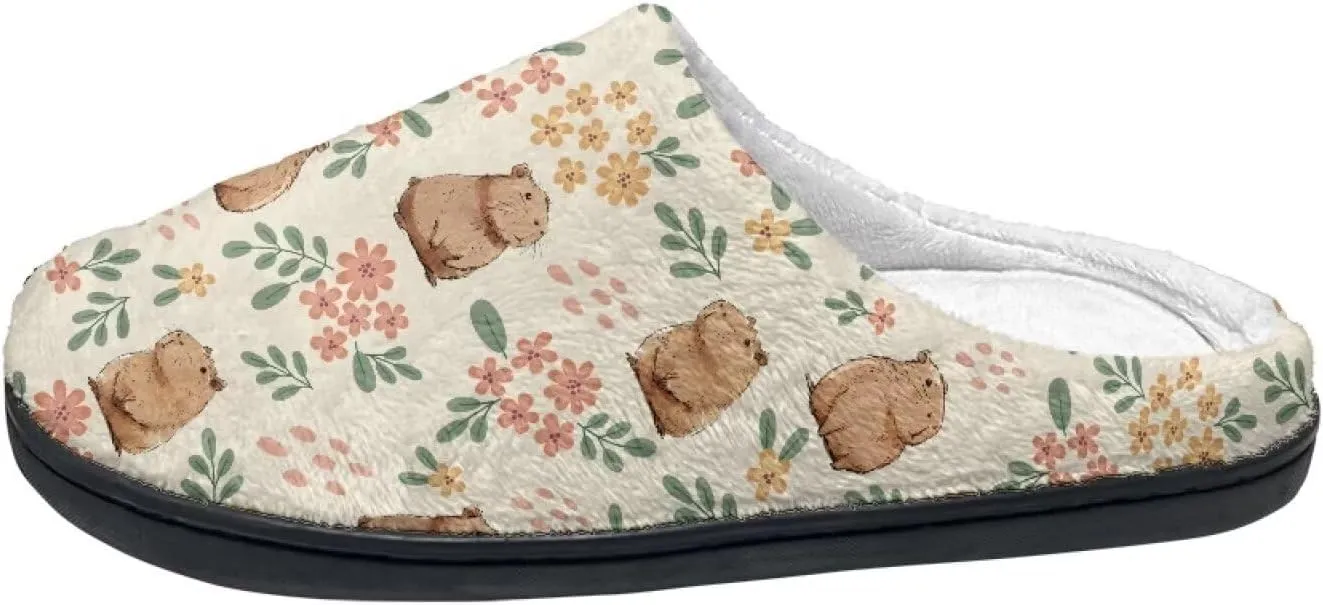 Fuzzy Memory Foam Cozy Slippers for Womem Indoor Home Womens Slip On House Shoes with Rubber Soles Size 4-12