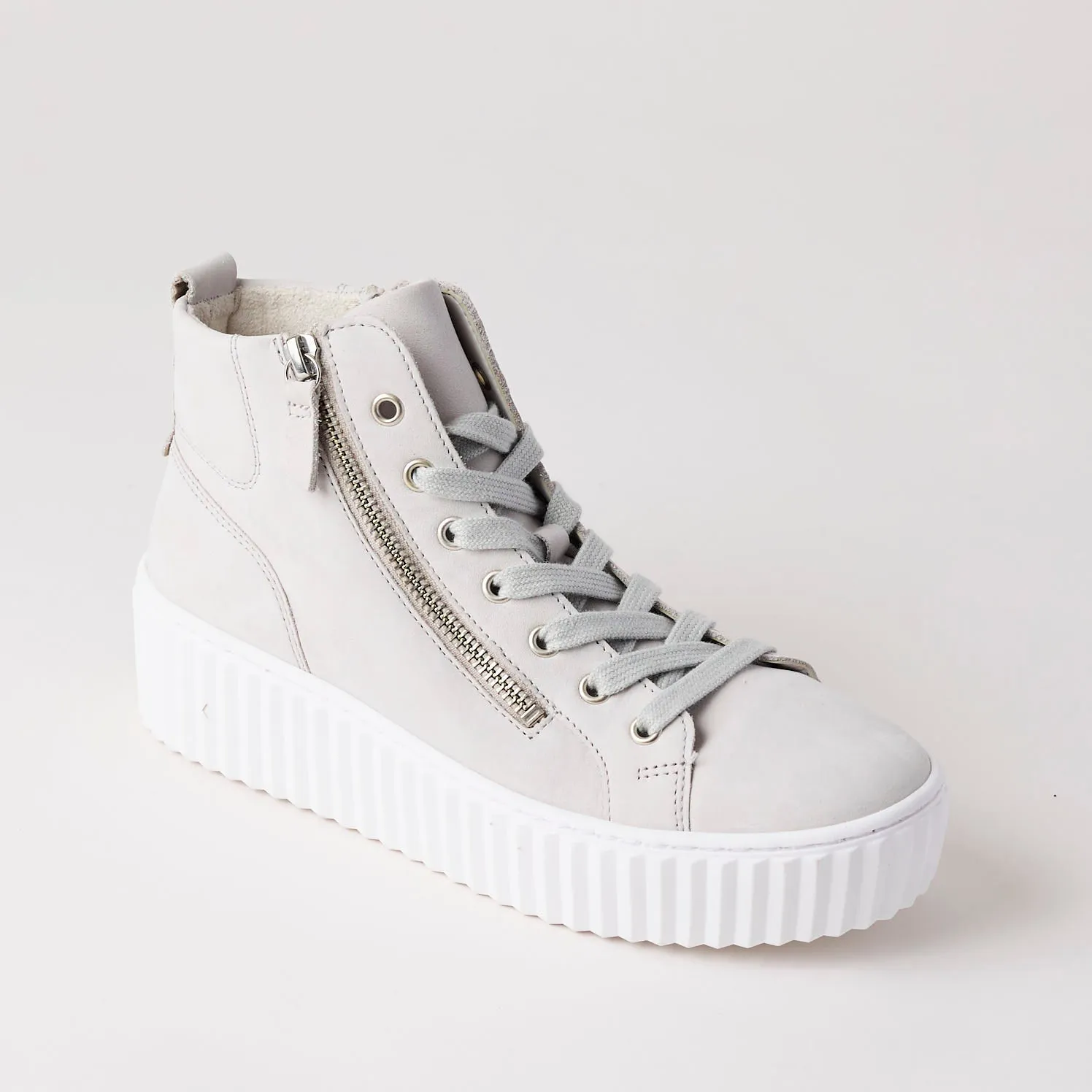 Gabor Beige Nubuck Leather High Top Trainers