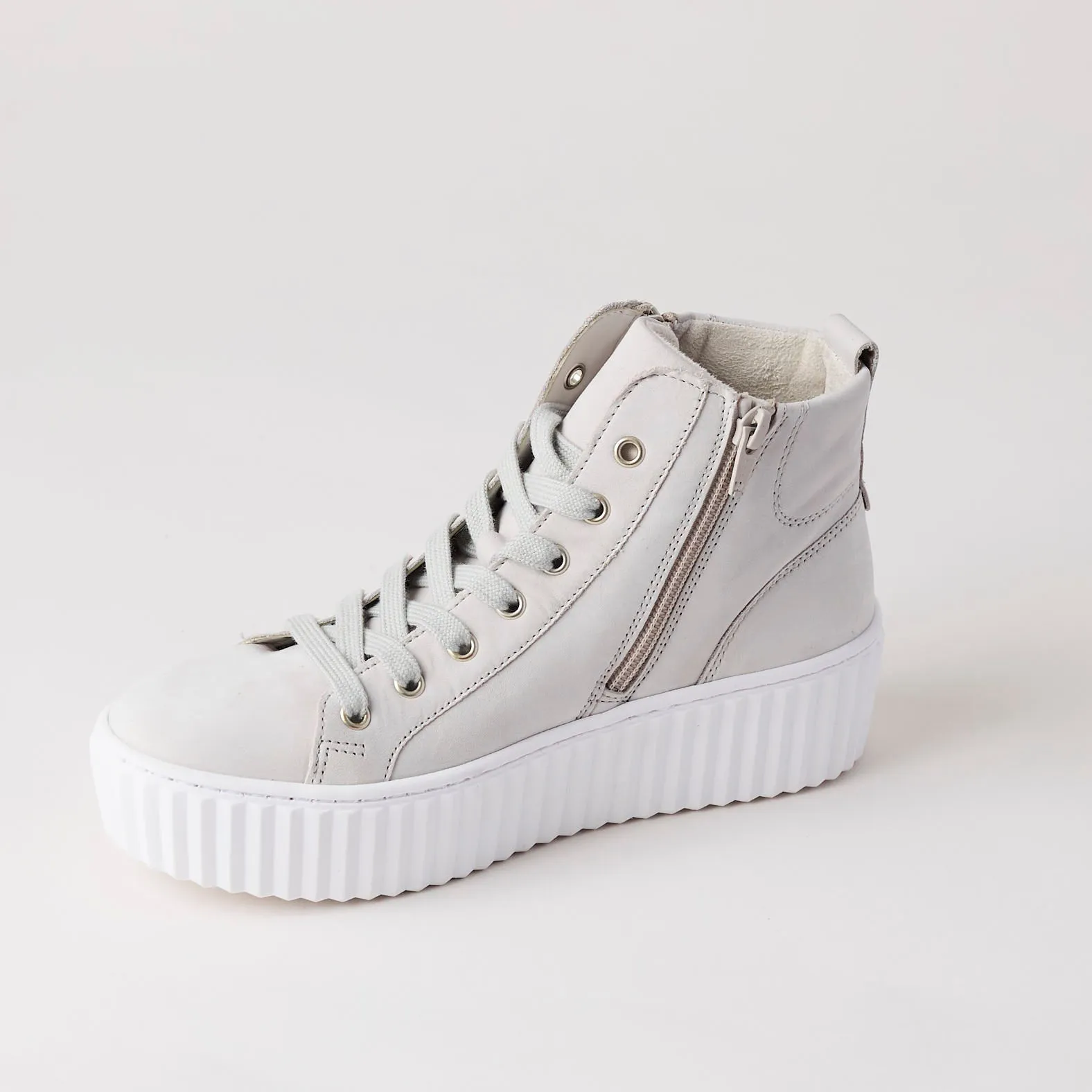 Gabor Beige Nubuck Leather High Top Trainers