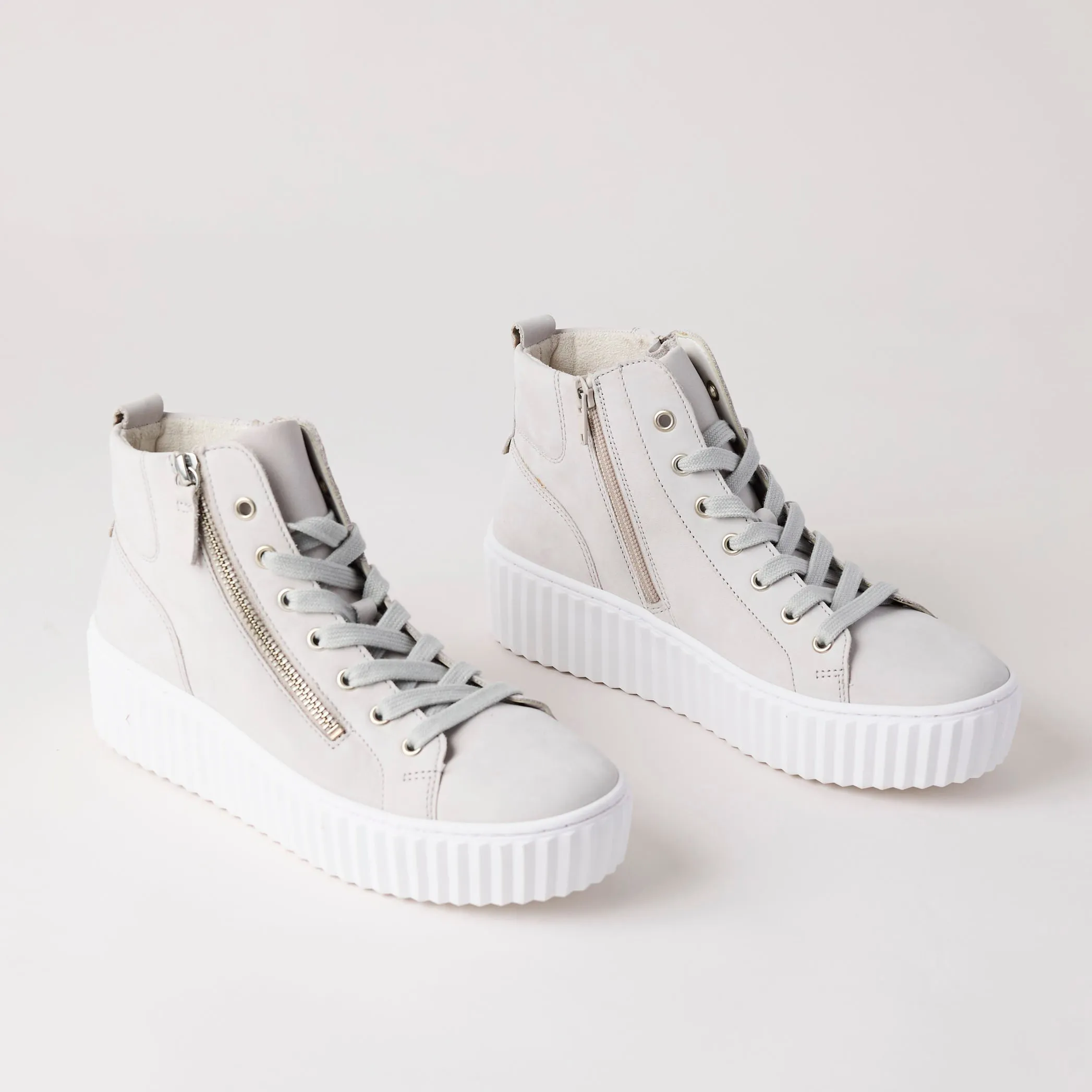 Gabor Beige Nubuck Leather High Top Trainers