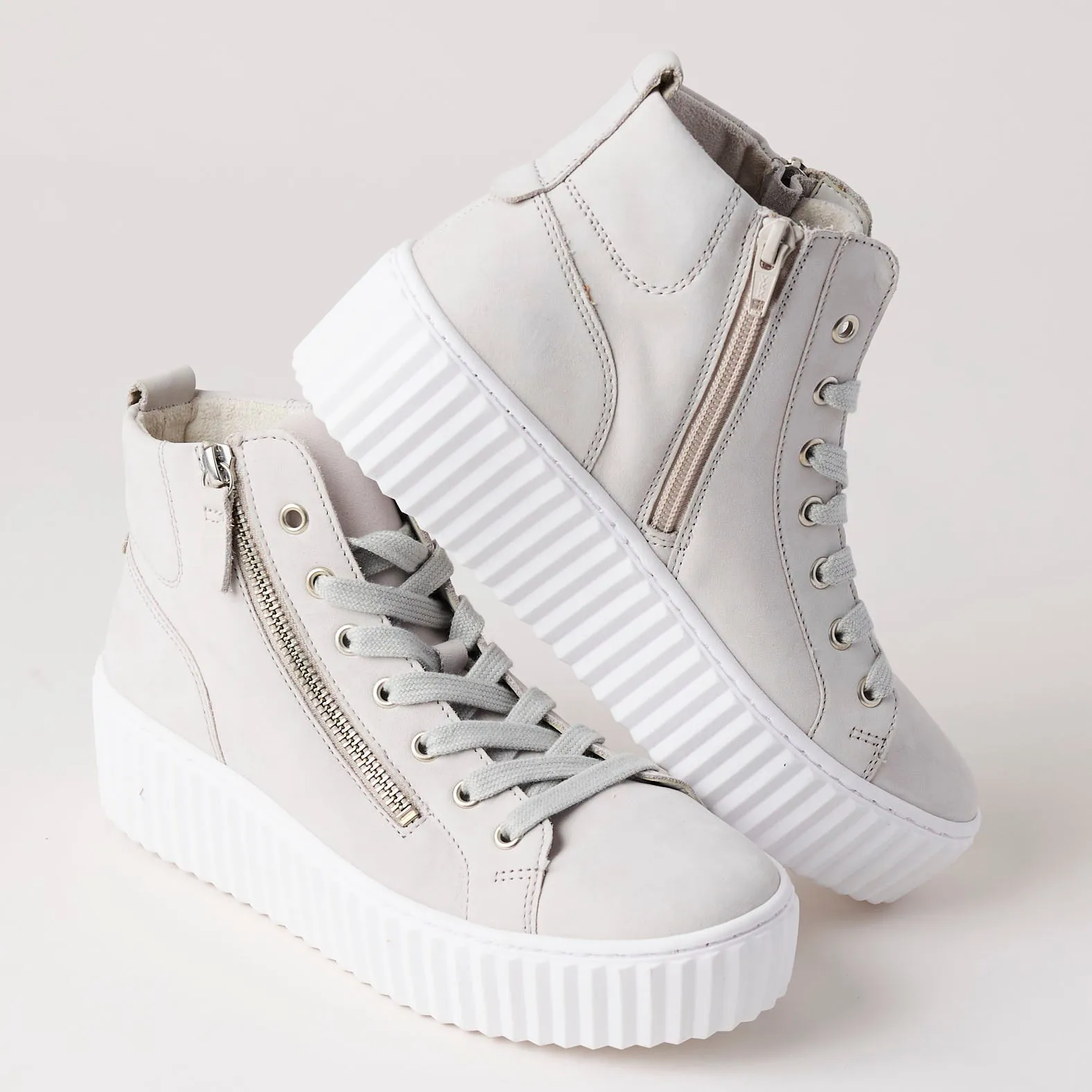 Gabor Beige Nubuck Leather High Top Trainers