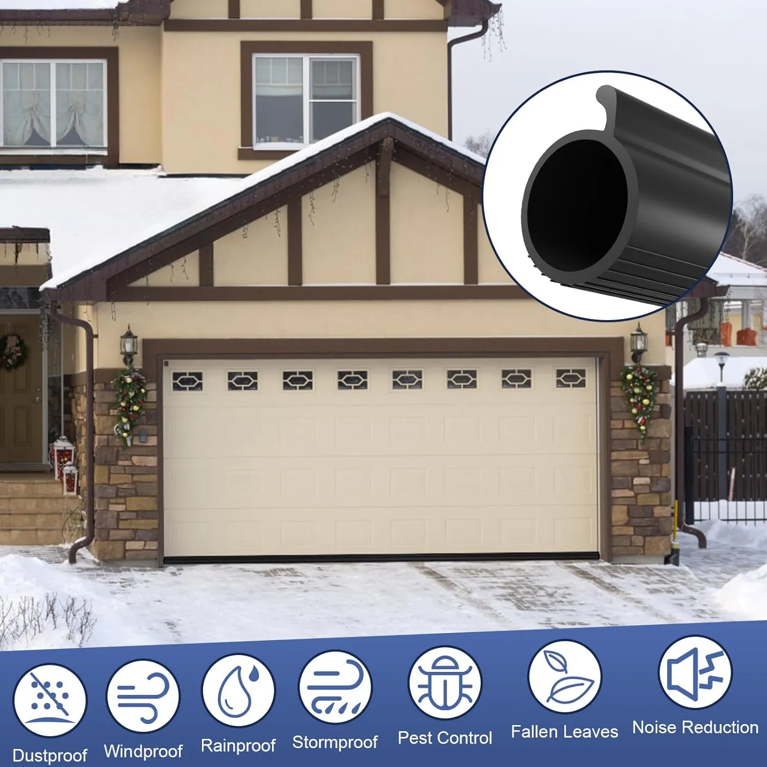 Garage Door Seal P Bulb – 16.5ft Flexible Weatherproof TPE Seal for Single-Channel Doors, Easy DIY Installation, Extreme Temperature Protection, Prevents Drafts, Noise Reduction, Saves Energy