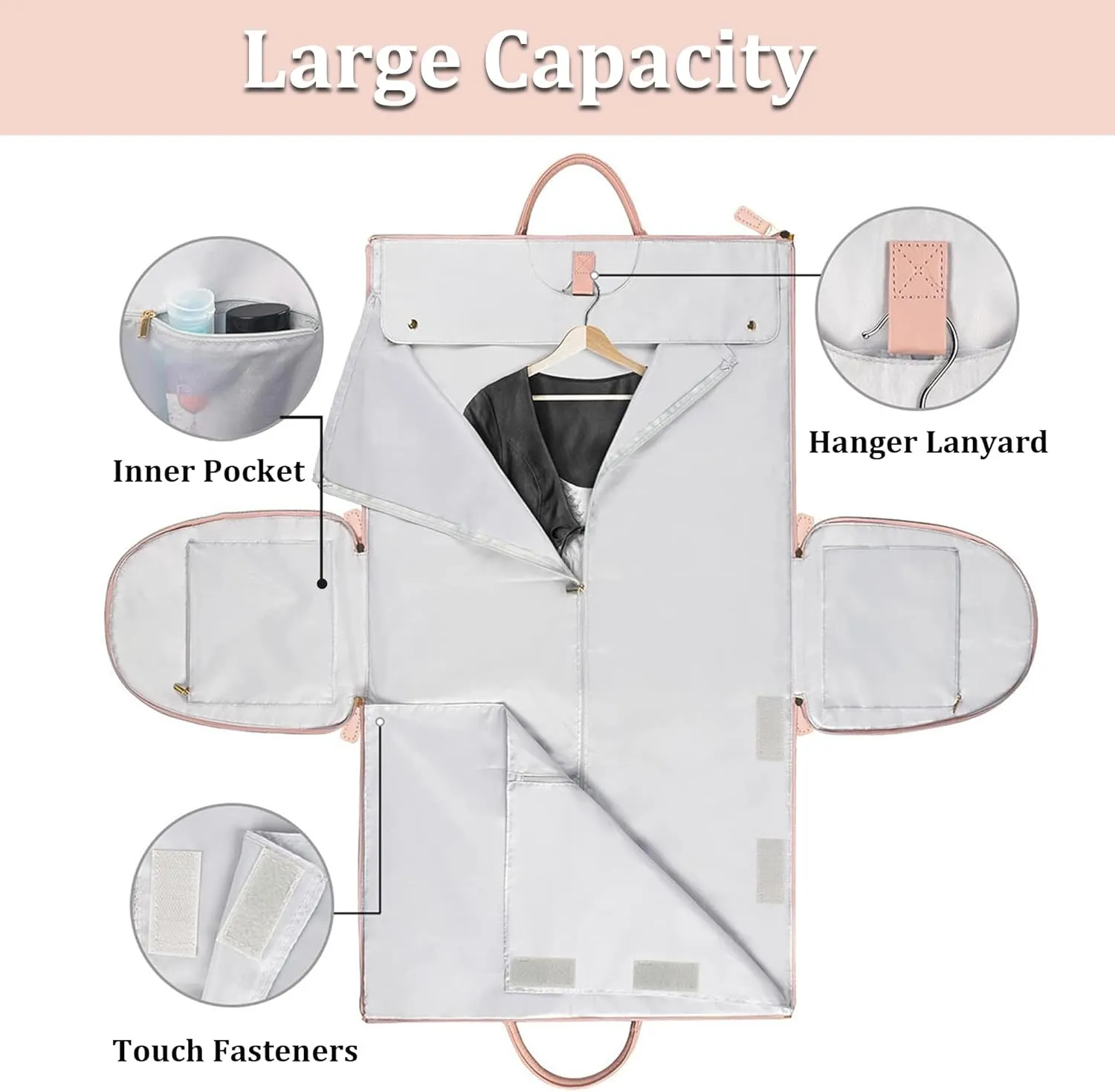 Garment Duffle Bags for Travel, Convertible Cloth Bag with Shoe Pouch, 2 in 1 Waterproof Travel Suit Bag with Shoulder Strap for Men Women(White)