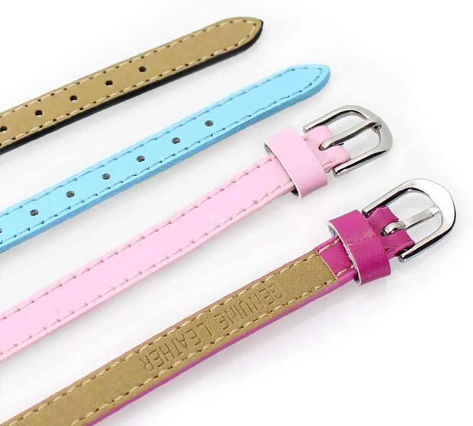 Ginooars 10/20pcs Mix Colors 8mm Genuine Leather Bracelet Straps Slide Wristbands/Bracelets for 8mm Slide Letters,Jewelry Making Charms (10)