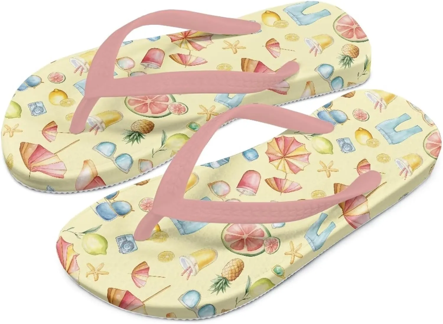 Girl's Flip Flops Kid's Non-Slip Sole Quick Drying Beach Slippers Slide Sandals Pink Straps