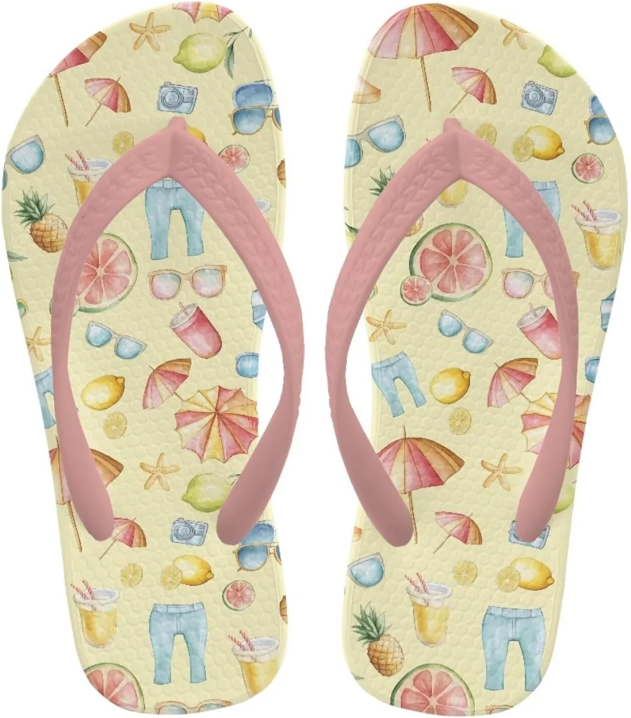 Girl's Flip Flops Kid's Non-Slip Sole Quick Drying Beach Slippers Slide Sandals Pink Straps