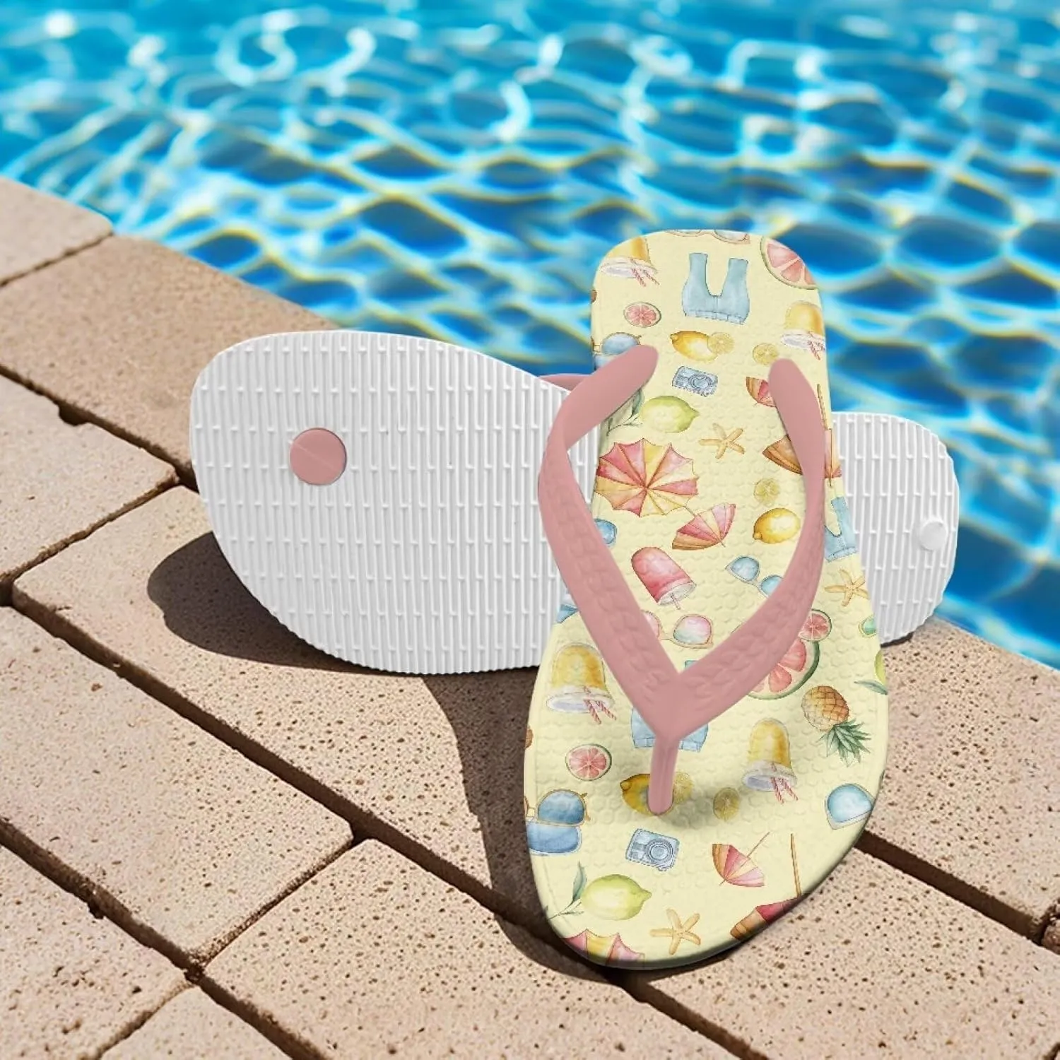 Girl's Flip Flops Kid's Non-Slip Sole Quick Drying Beach Slippers Slide Sandals Pink Straps