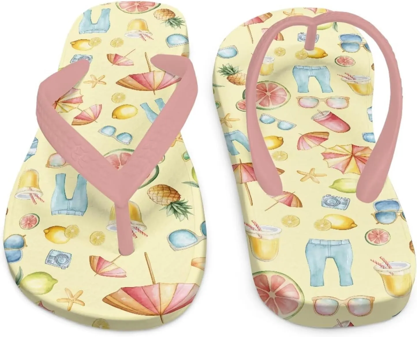 Girl's Flip Flops Kid's Non-Slip Sole Quick Drying Beach Slippers Slide Sandals Pink Straps