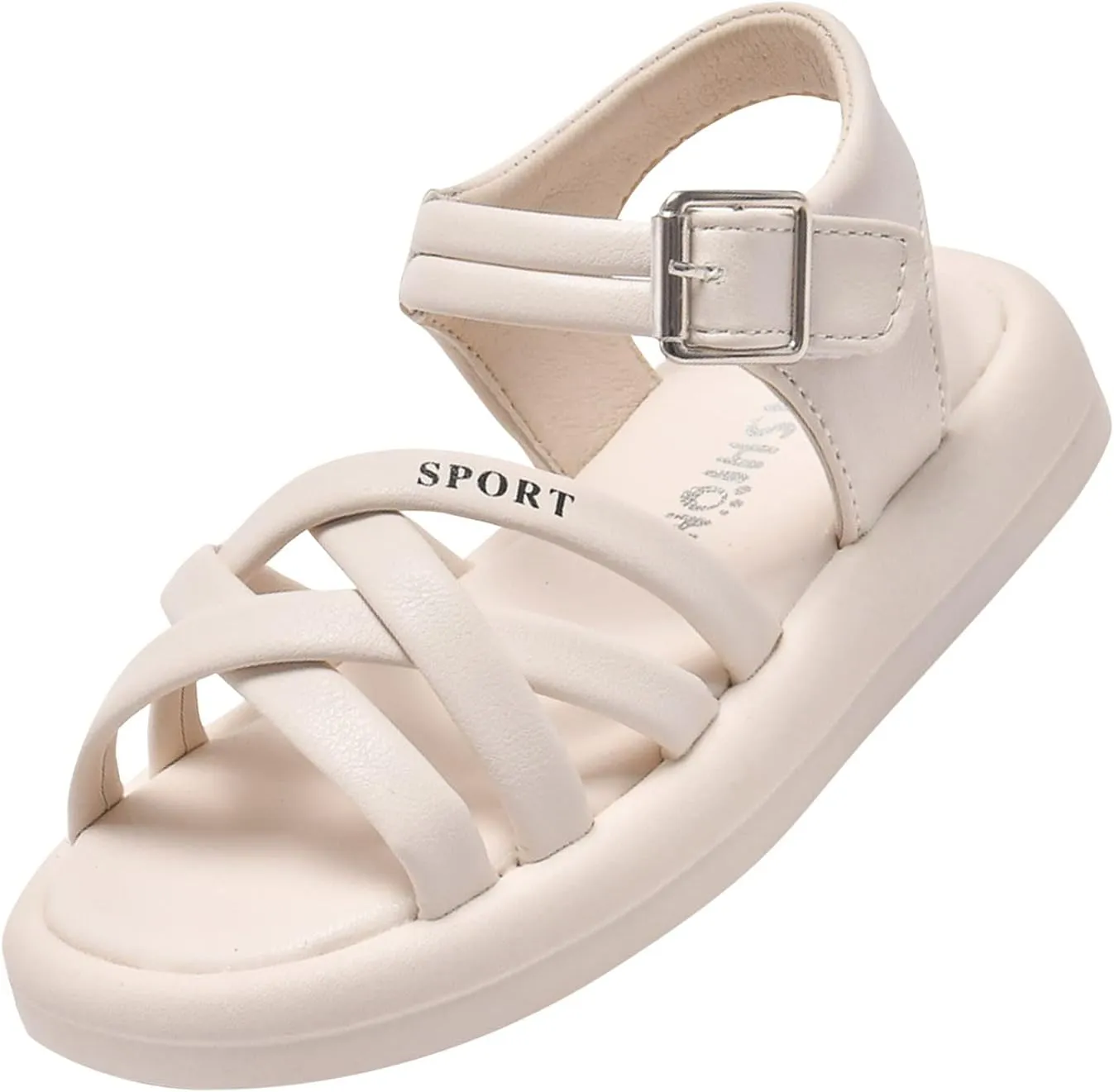 Girls Kids Foam Soft Leather Sandals Flat Non Slip Wide Shoes Baby Toddler Childrens Open Toe Beach Pool Summer Casual