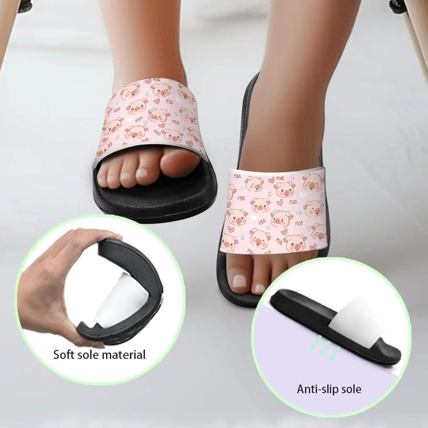 Girls Slide Sandals Breathable Summer Shoes for Kids with Non-Slip Sole Slides for Beach & Pool