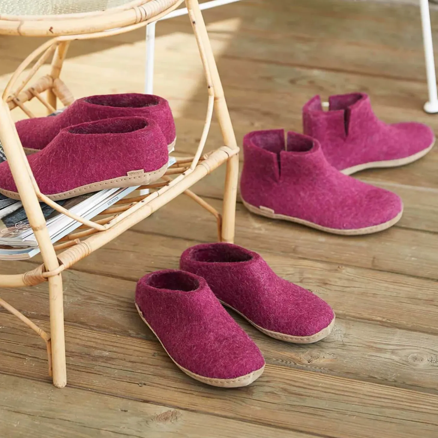 Glerups The Shoe Cranberry - Leather Sole