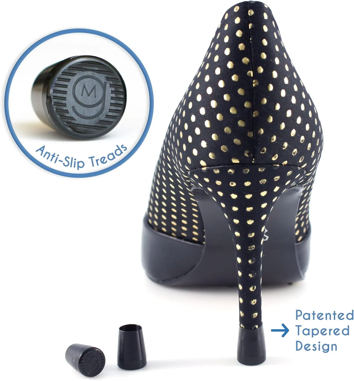 GoGoHeel Quick Tips - The Original High Heel Protector & Heel Repair Caps - 4 Pairs Multipack (XS, S, M, L, Black)