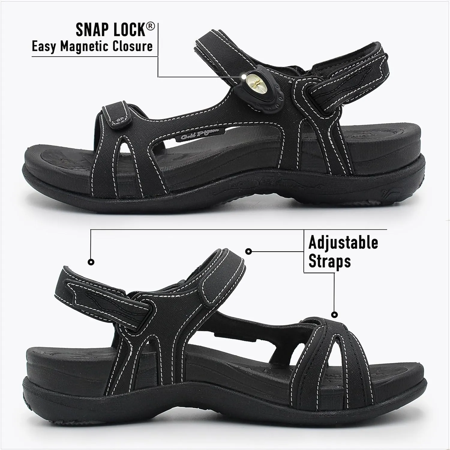 Gold Pigeon Shoes |SIGNATURE| Easy Snap Lock Comfort Ergonomic Walking Sandals for Women