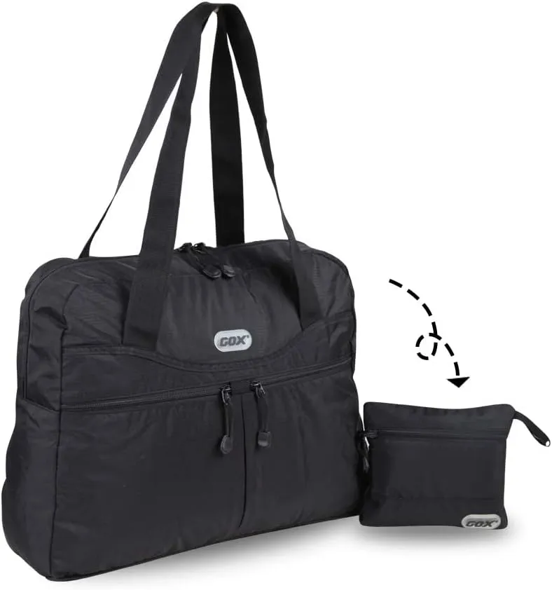 GOX Large Foldable Travel Duffel Bag Packable Tote Bag Reusable Shopping Bag Portable Grocery Bag(Black)