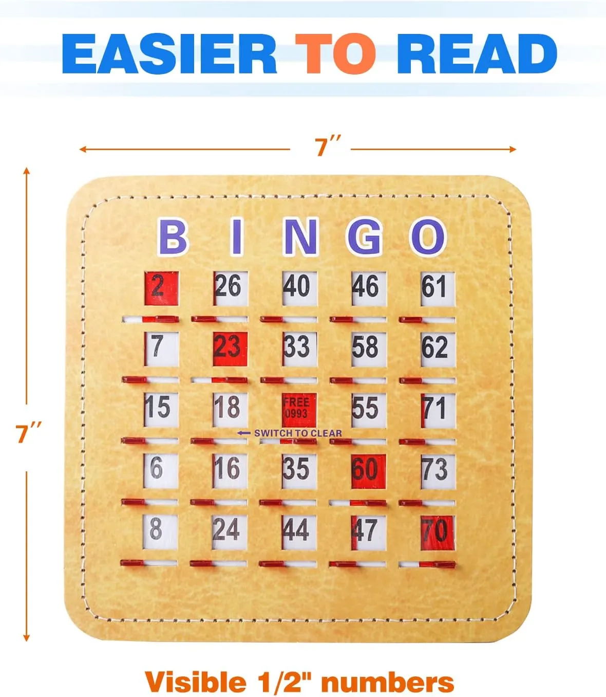 GSE Games & Sports Expert 5Ply Stitched Shutter Bingo Cards, Finger-Tip Shutter Slide Bingo Cards, Easy-Read Large Print Bingo Cardboard with Sliding Windows (10-Pack)