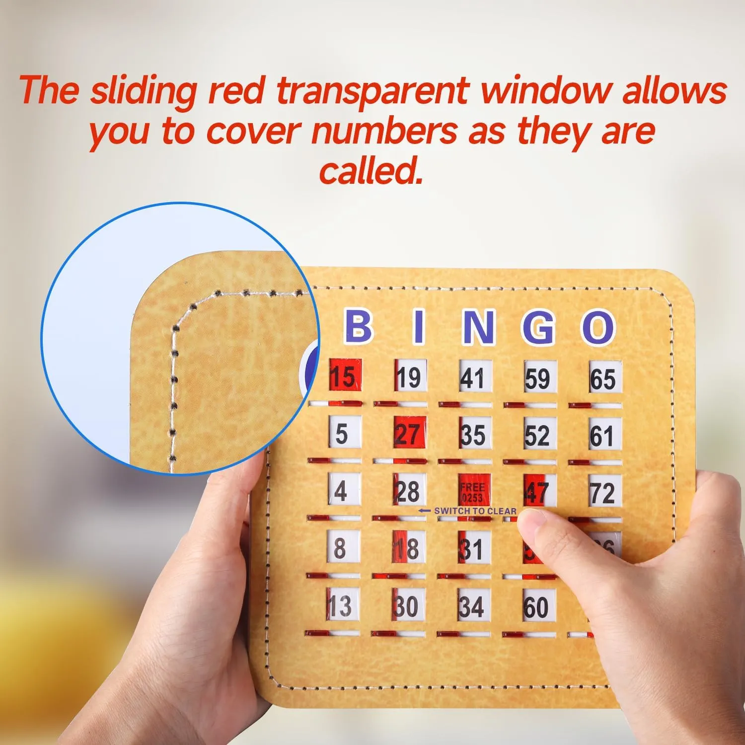 GSE Games & Sports Expert 5Ply Stitched Shutter Bingo Cards, Finger-Tip Shutter Slide Bingo Cards, Easy-Read Large Print Bingo Cardboard with Sliding Windows (10-Pack)