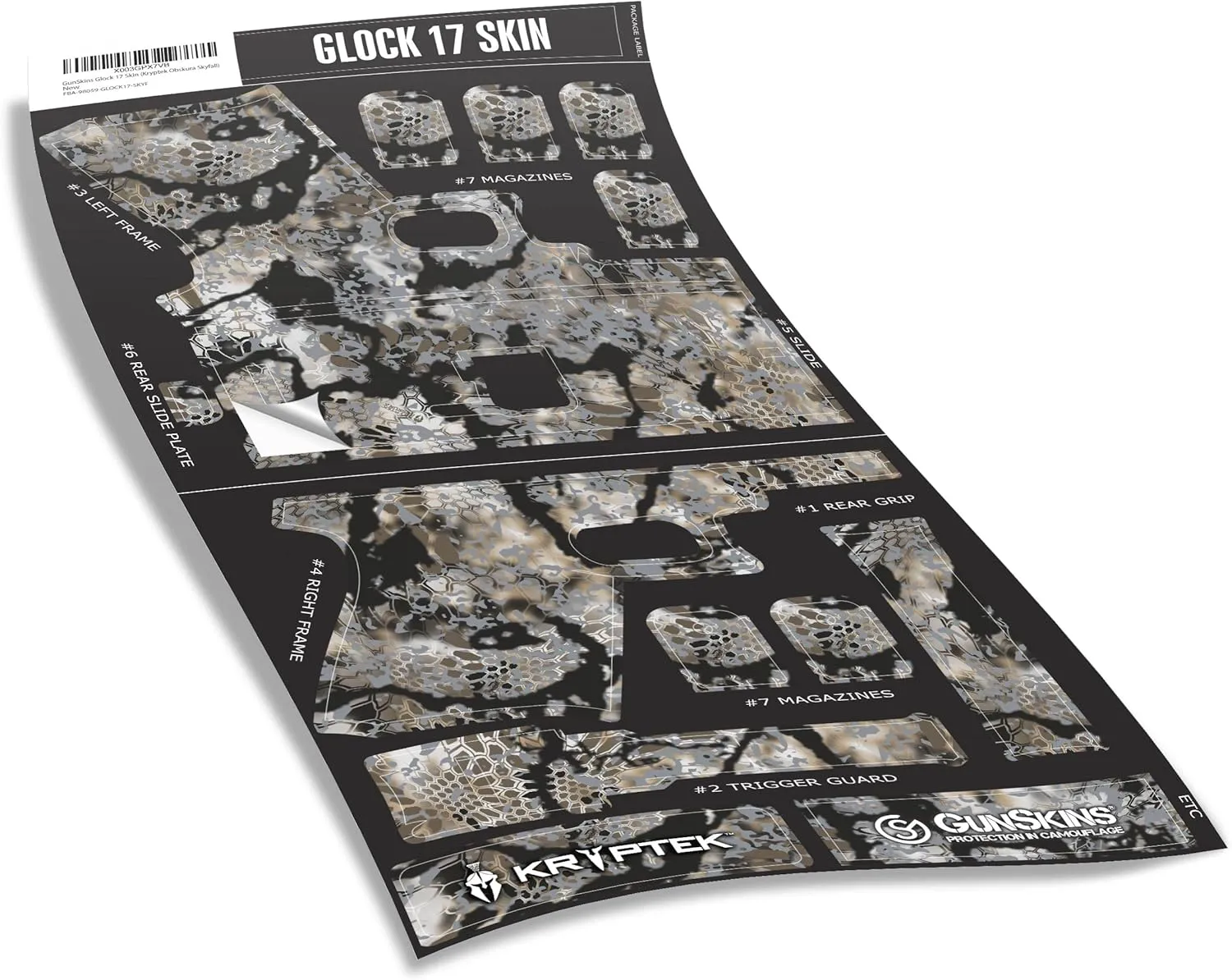GunSkins Precut Pistol Skin for Glock 43 - Compatible with Airsoft AEG BB Gun - Vinyl Gun Wrap - Easy to Install - 100% Waterproof - Matte Finish - Made in USA