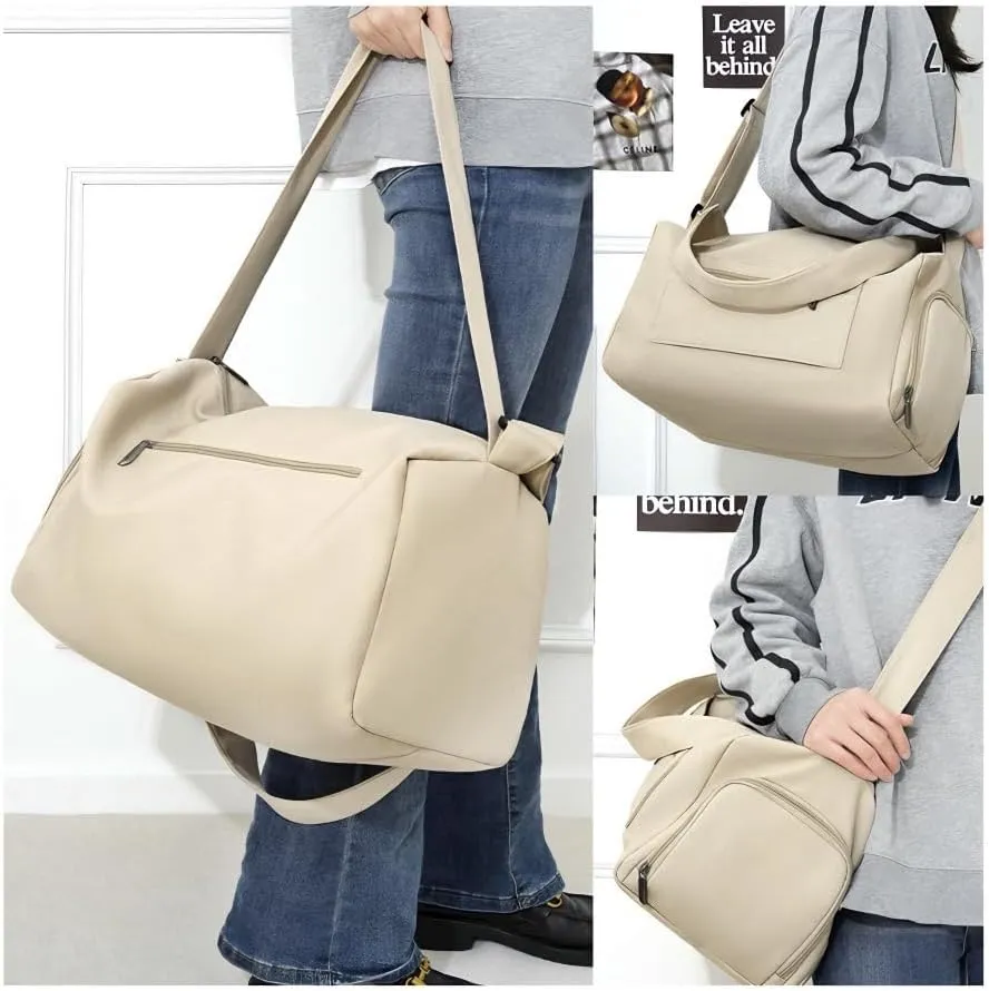 Gym Bag for Women with Shoe Compartment, Weekender Bag Travel Bag for Women, Dry-Wet Separation, Multifunctional Large Capacity and High-Density Oxford Fabric (Grey)