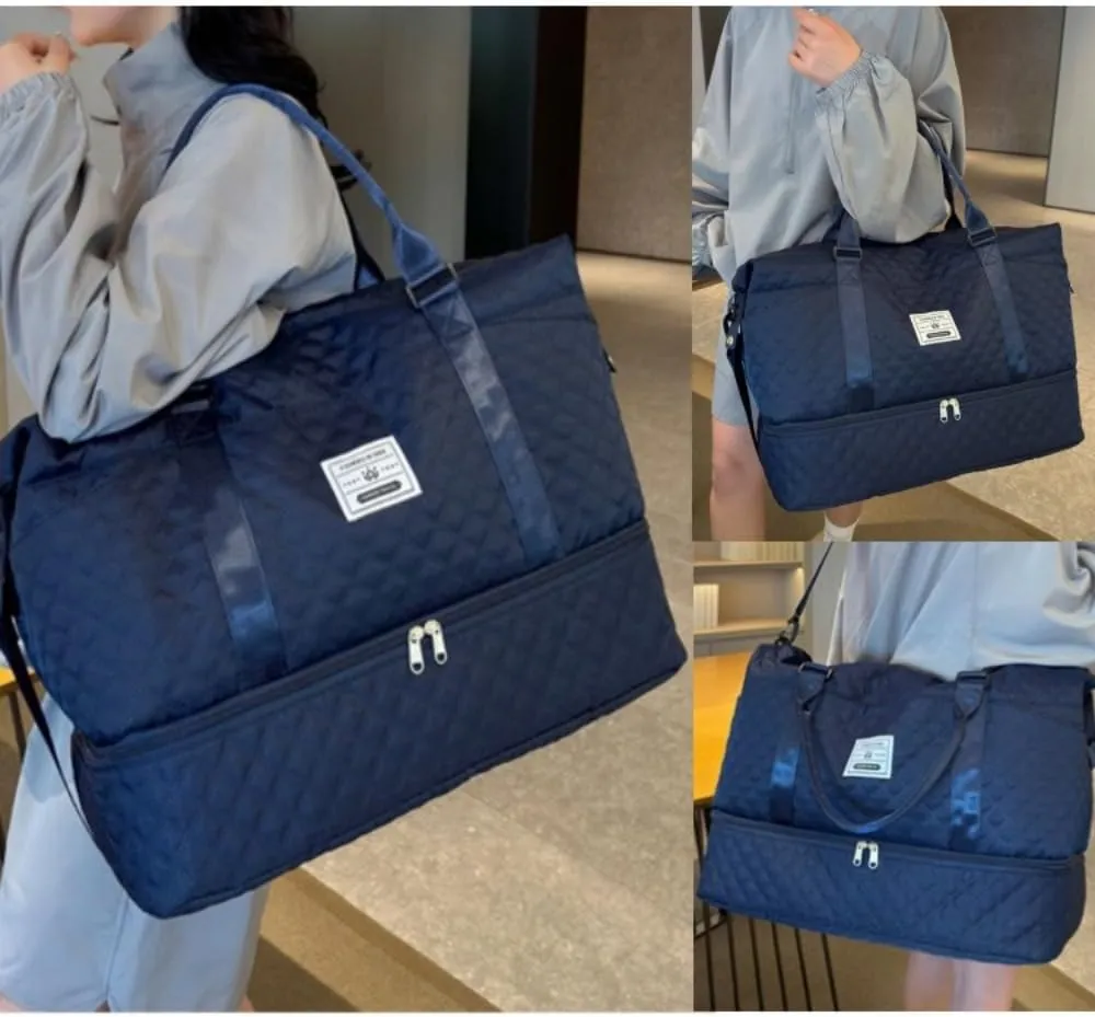 Gym Bag for Women with Shoe Compartment, Weekender Bag Travel Bag for Women, Dry-Wet Separation, Multifunctional Large Capacity and High-Density Oxford Fabric(Dark blue)