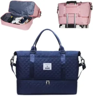 Gym Bag for Women with Shoe Compartment, Weekender Bag Travel Bag for Women, Dry-Wet Separation, Multifunctional Large Capacity and High-Density Oxford Fabric(Dark blue)