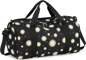 Gym Bag Sports Duffle Bag with Wet Pocket Weekender Overnight Bag with Waterproof Shoe Pouch and Air Hole for Girls Kids Women Travel Foldable Bag