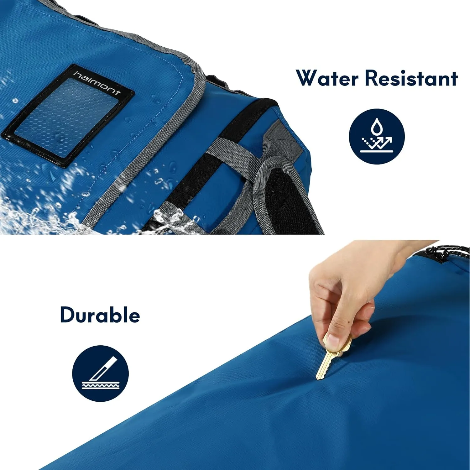 Haimont Collapsible Duffel Bag Backpack 50L for Travel Gym Hiking Camping Sports Outdoor Water Repellent Duffel Bag with Backpack Straps, Navy