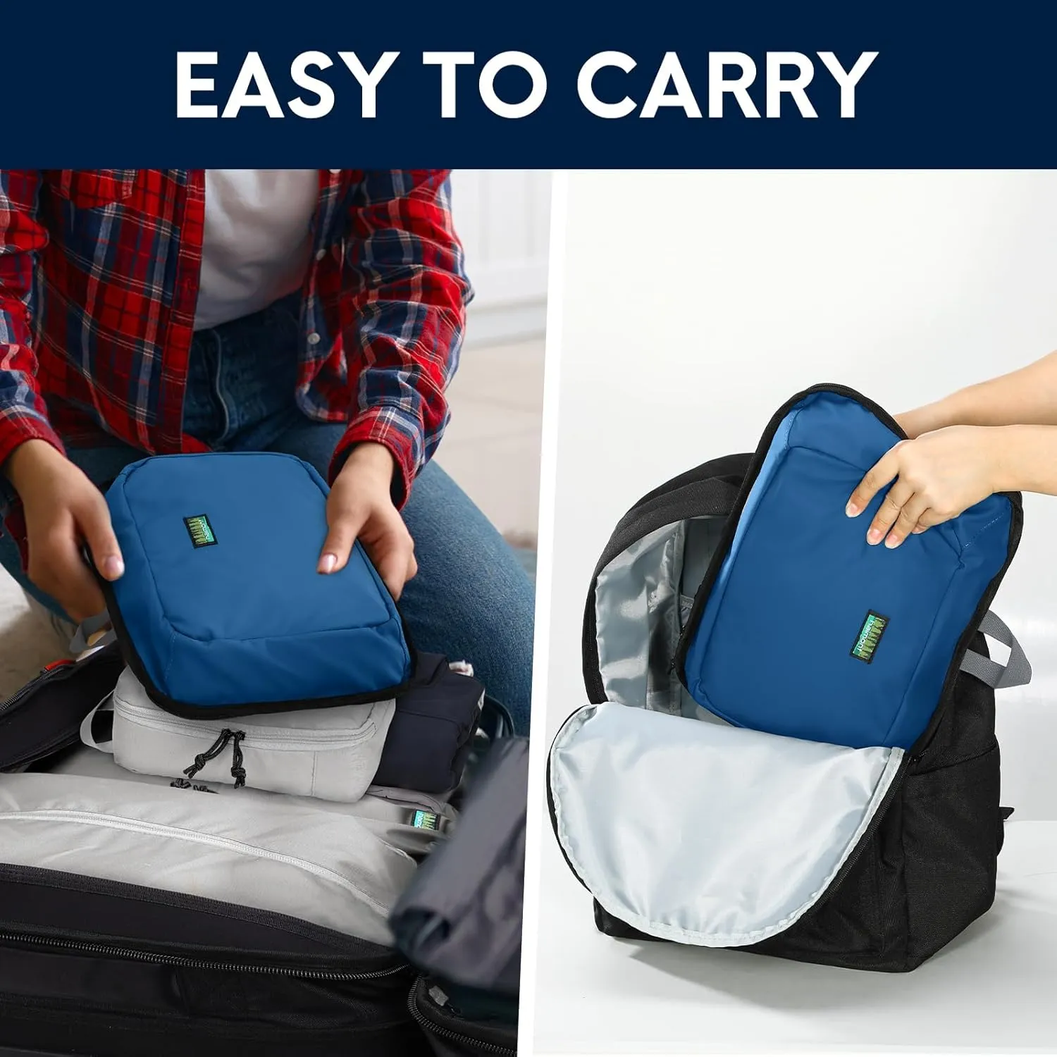 Haimont Collapsible Duffel Bag Backpack 50L for Travel Gym Hiking Camping Sports Outdoor Water Repellent Duffel Bag with Backpack Straps, Navy