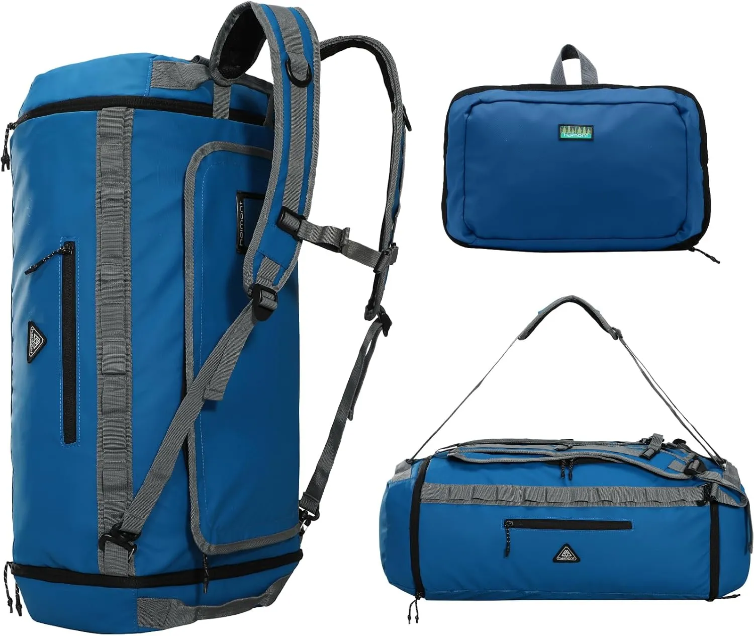 Haimont Collapsible Duffel Bag Backpack 50L for Travel Gym Hiking Camping Sports Outdoor Water Repellent Duffel Bag with Backpack Straps, Navy