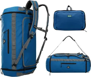 Haimont Collapsible Duffel Bag Backpack 50L for Travel Gym Hiking Camping Sports Outdoor Water Repellent Duffel Bag with Backpack Straps, Navy