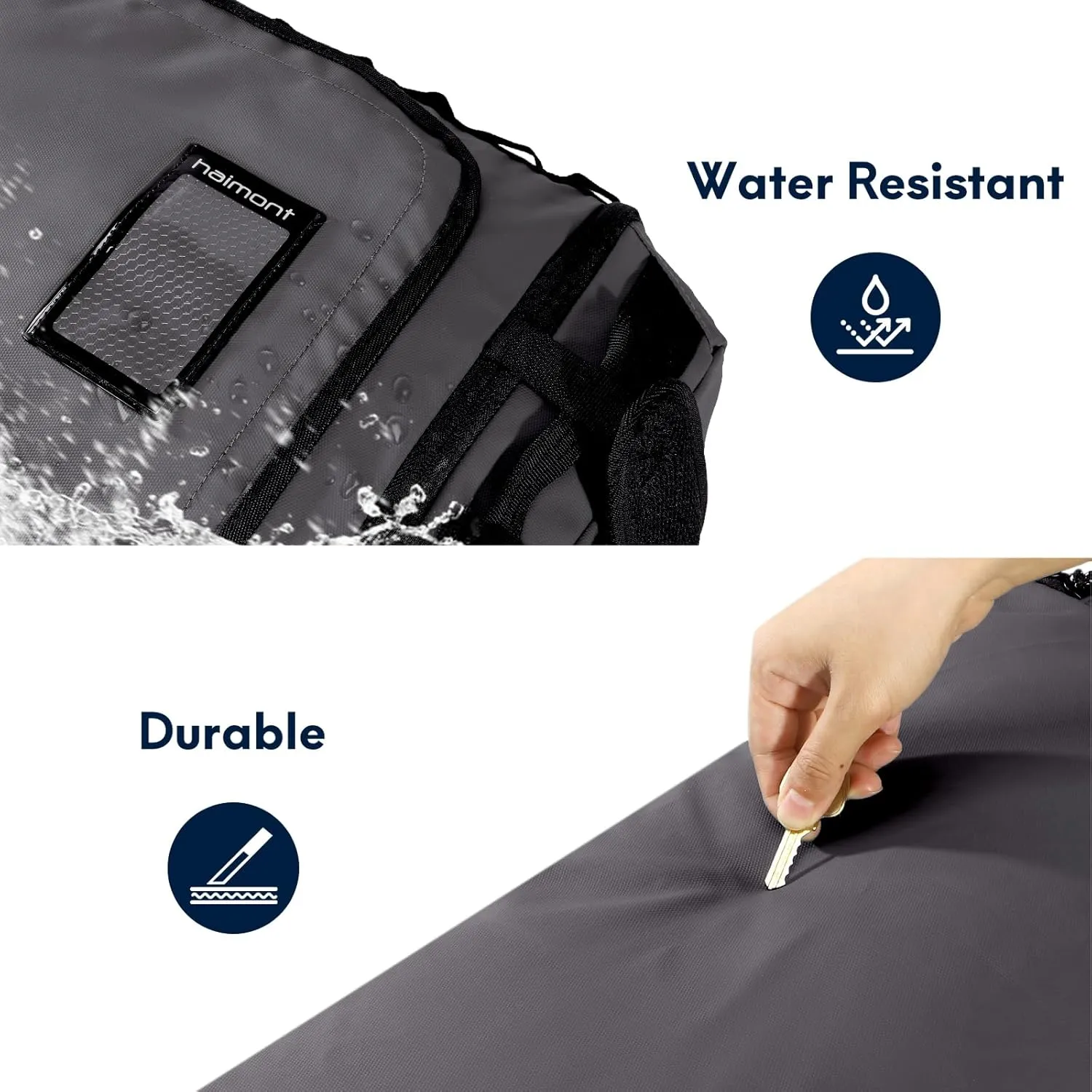 Haimont Duffel Backpack Bag 50L Water Repellent Sports Gym Bag Foldable Men Women with Shoe Compartment for Travel Hiking Camping Outdoor, Upgrade, Dark Grey