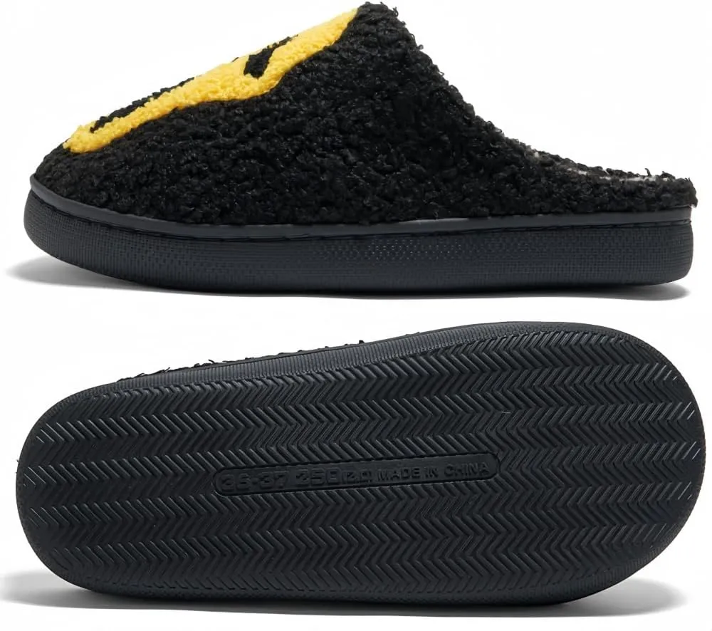 Halloween Slippers for Women Retro Soft Cozy Comfy Plush Lightweight Ghost Face Slip-on Indoor Outdoor Scream Slip on Anti-Skid Sole Christmas House Shoes