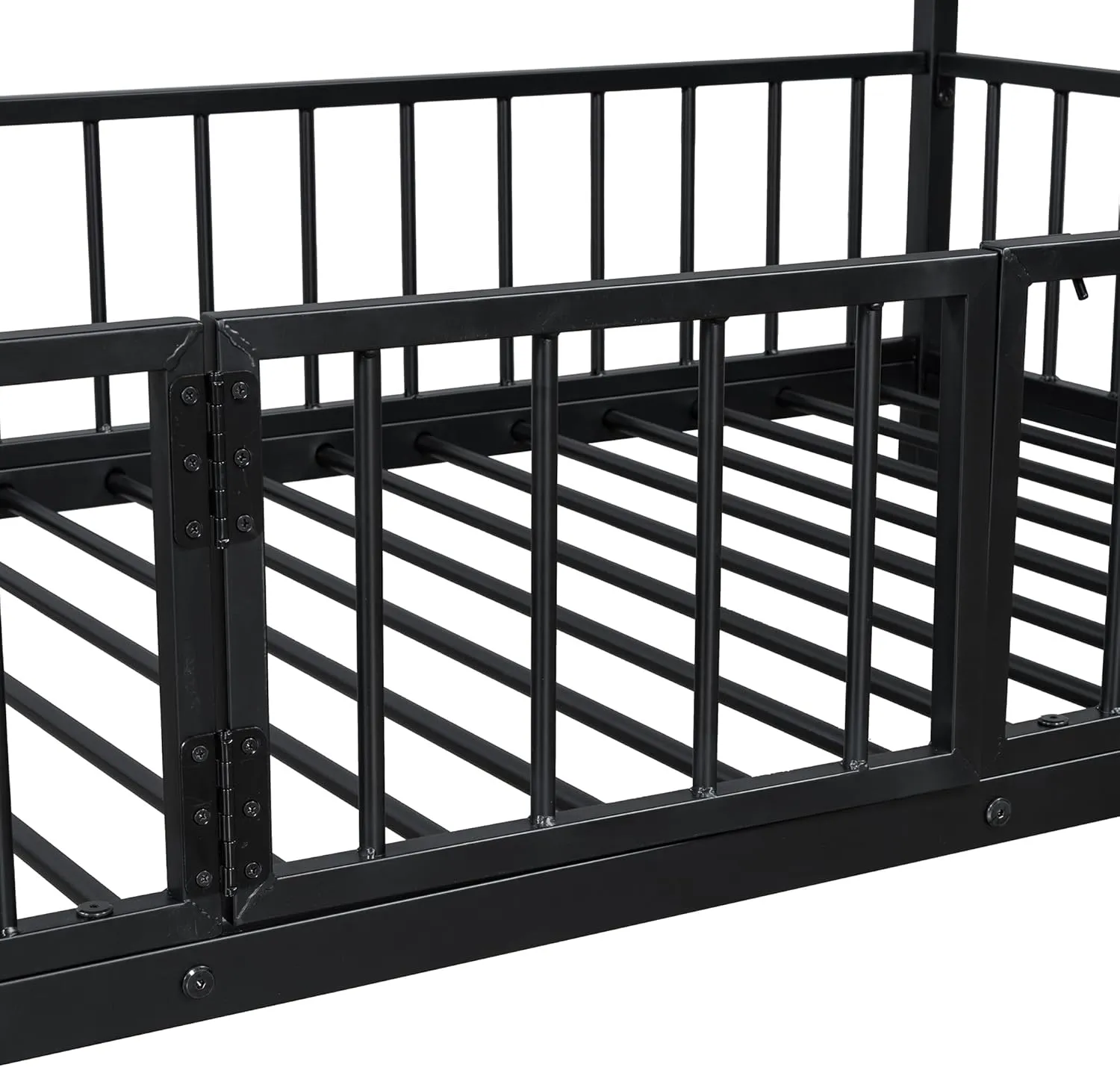 Harper & Bright Designs Metal Bunk Beds Twin Over Twin with Slide for Kids, Heavy Duty Low Bunk Beds with Safety Guardrail, Small Door and Ladder for Girls Boys, No Box Spring Required,Black
