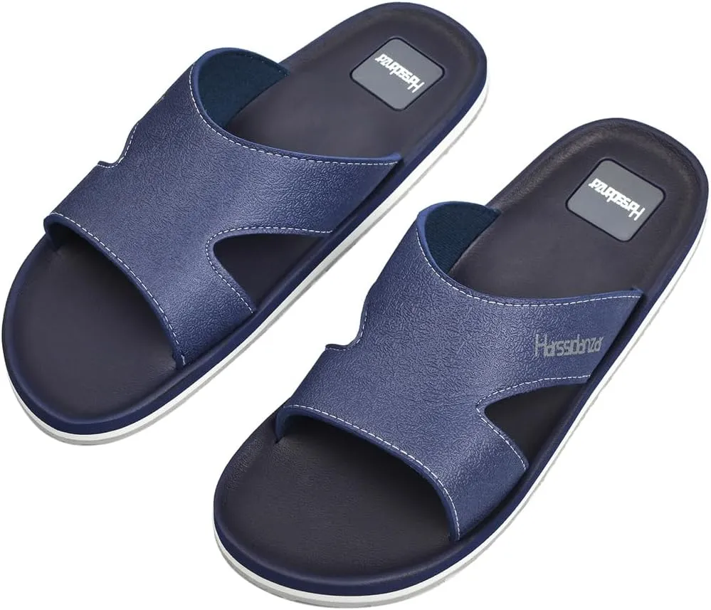 Harssidanzar Men Vintage Slide Sandals Comfortable Lightweight Summer Beach Slides for Men slip on Sandals KM232US