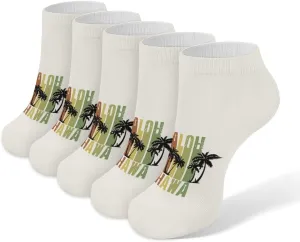 Hawaii Retro Surf 5 PC Ankle No Show Socks Soft Loafer Socks Low Cut Non Slip Flat Sock