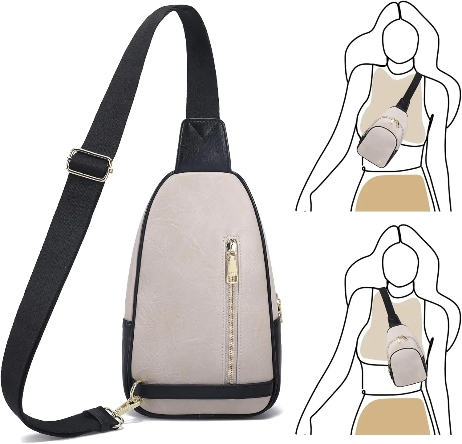 Haytijoe Crossbody Bags for Women Leather Sling Bag Anti-theft Cross Body Bag Travel Sling Purse Chest Bags Fanny Packs