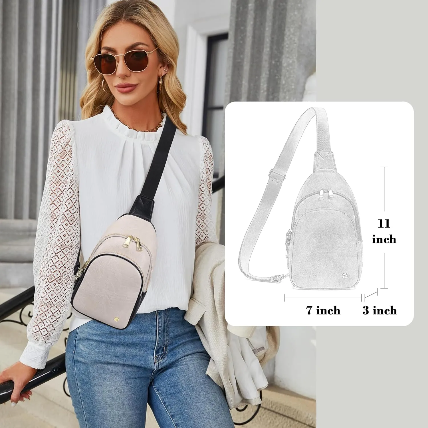 Haytijoe Crossbody Bags for Women Leather Sling Bag Anti-theft Cross Body Bag Travel Sling Purse Chest Bags Fanny Packs