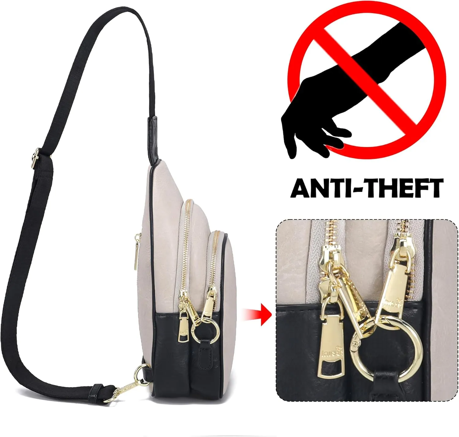 Haytijoe Crossbody Bags for Women Leather Sling Bag Anti-theft Cross Body Bag Travel Sling Purse Chest Bags Fanny Packs