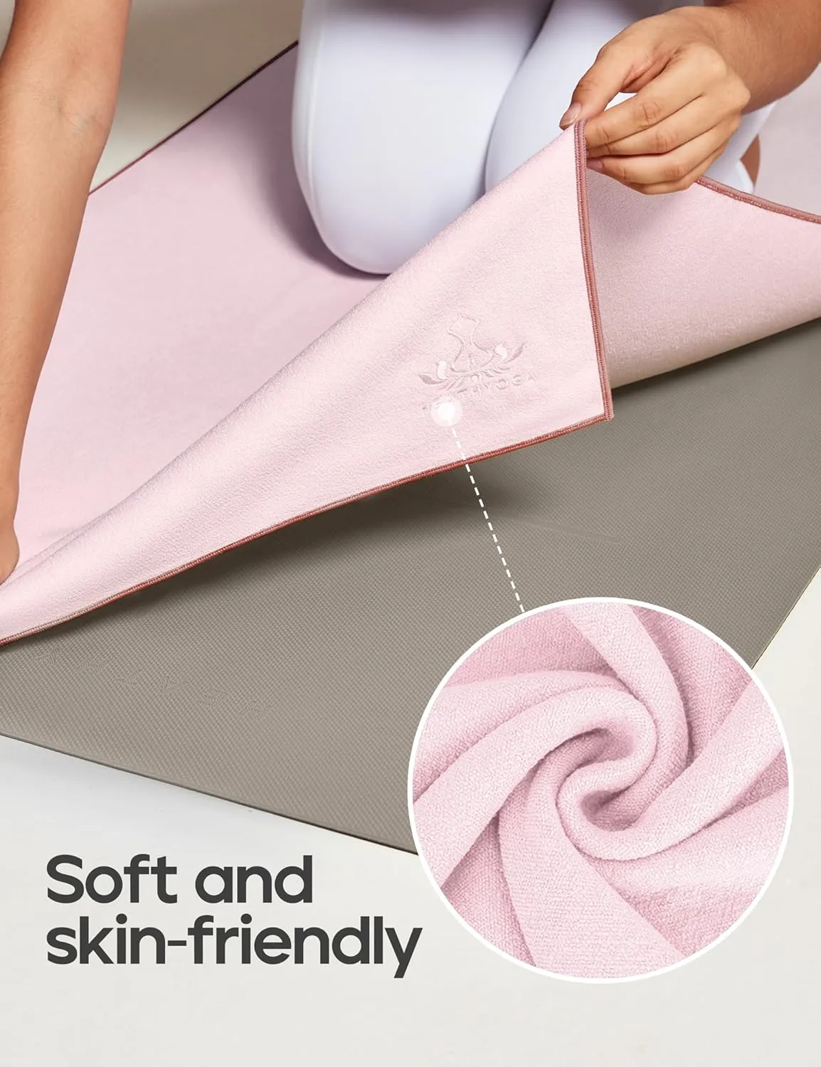 Heathyoga Hot Yoga Towel, Non Slip Yoga Mat Towel with Silicone Grip & Spray Bottle, 72"X26" Yoga Towel, Soft Microfiber Yoga Mat Towel for Hot Yoga, Bikram, Pilates and Fitness
