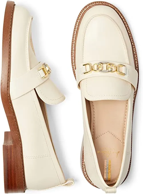 Heeled Rounded Leather Christy On Block Low-priced Dress Ivory Edelman Comprehensive catalog Slip Toe Sam Loafers
