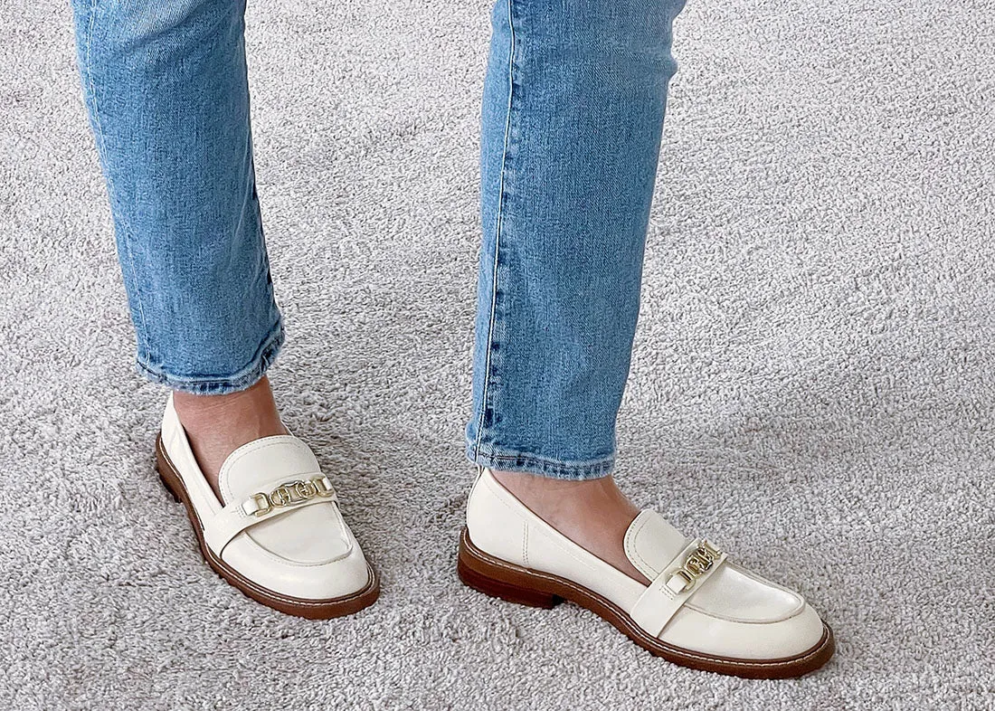 Heeled Rounded Leather Christy On Block Low-priced Dress Ivory Edelman Comprehensive catalog Slip Toe Sam Loafers