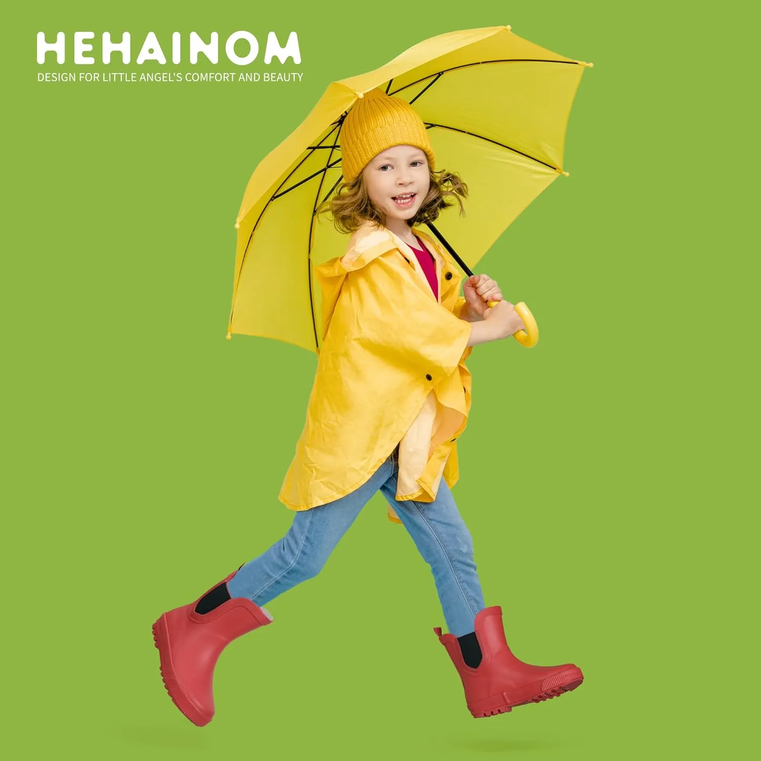 Hehainom Toddler Kids Rain Boots for Girls Boys Waterproof Rainboots Easy-on Light Weight Chelsea Rain Shoes