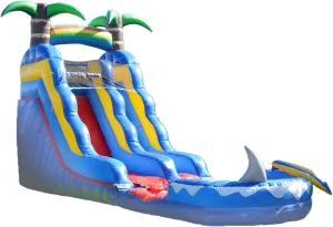 HeroKiddo 15’ Ocean Shark Commercial Grade Lightweight Premium Water Slide with Detachable Pool for Kids and Adults (with Blower), Wet Dry Combo, Big Inflatable, Outdoor Indoor, Birthday Party Rental
