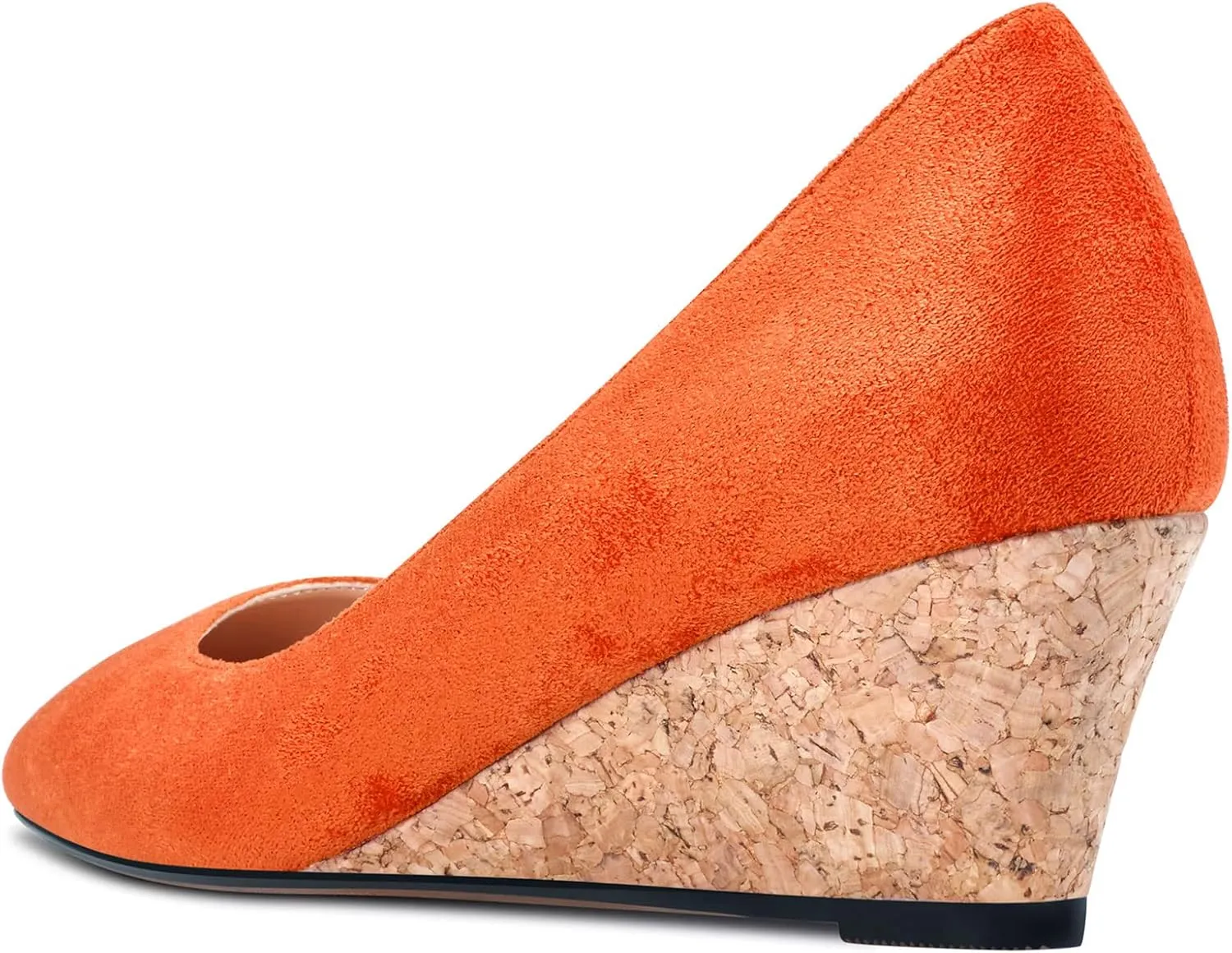 HEUIVZAR Pumps for Women Slip-on Closed Square Toe Block Chunky Wedge Low Heel Pumps Suede Shopping Vacation Classic 2 Inch