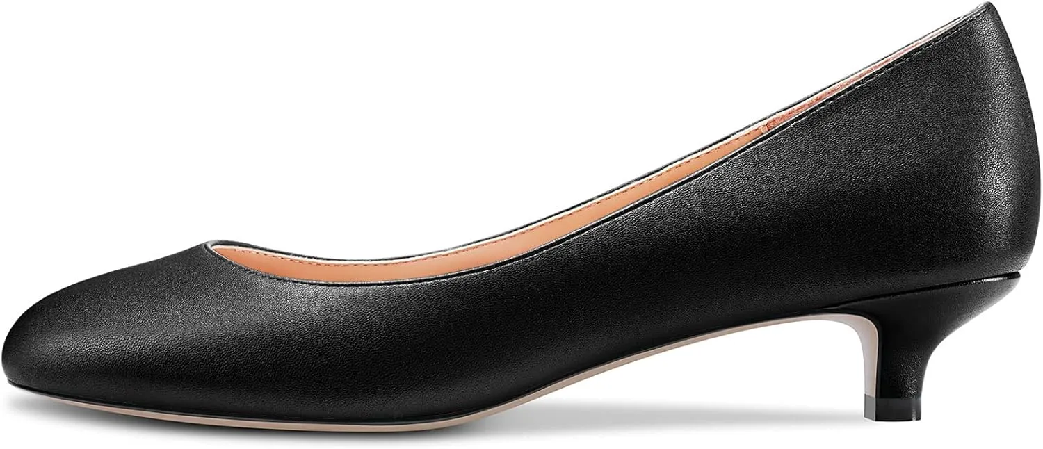 HEUIVZAR Womens Pumps Kitten Heel Slip On Round Toe Matte Dress Shoes 1.5 Inch