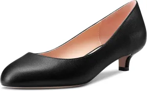 HEUIVZAR Womens Pumps Kitten Heel Slip On Round Toe Matte Dress Shoes 1.5 Inch